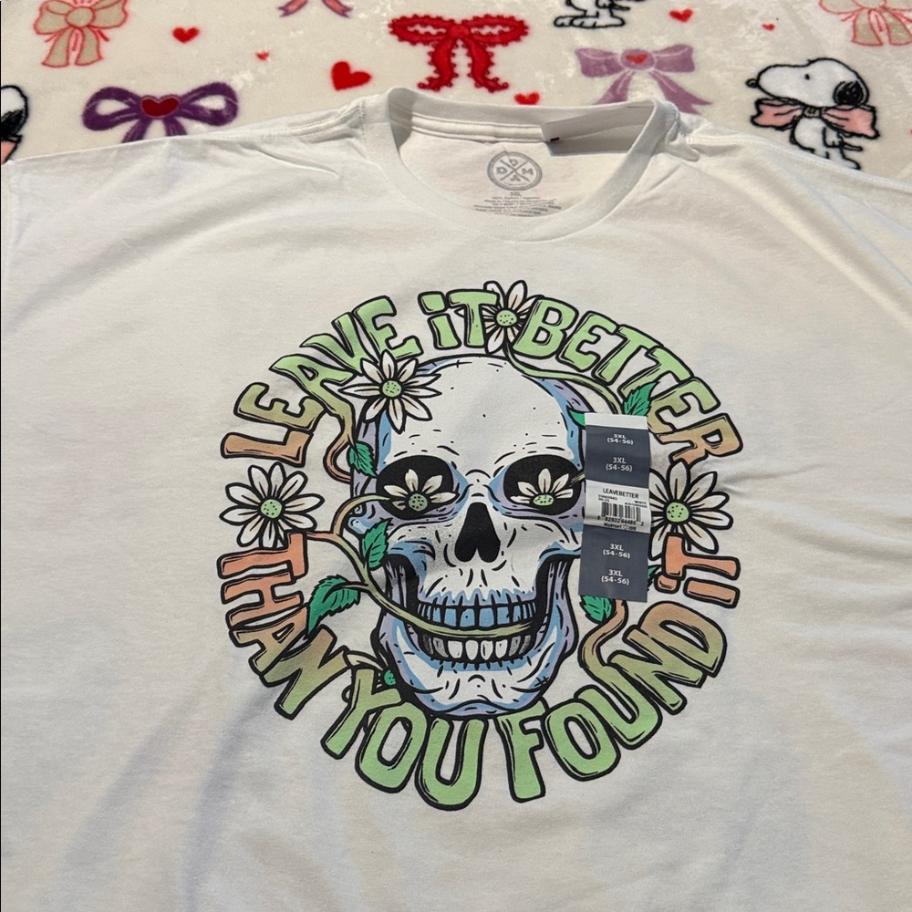 Doma "Leave It Better Than You Found It" floral skull graphic tee NWT size 3XL - Picture 3 of 6